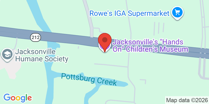 Mapa de la ubicación de Jacksonville's "Hands On" Children's Museum