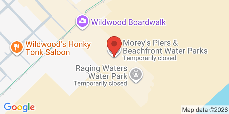 Mapa de la ubicación de Morey's Piers & Beachfront Water Parks