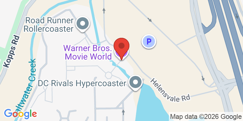 Mapa de la ubicación de Warner Bros. Movie World