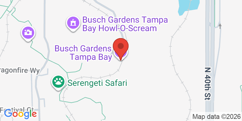 Mapa de la ubicación de Busch Gardens Tampa Bay