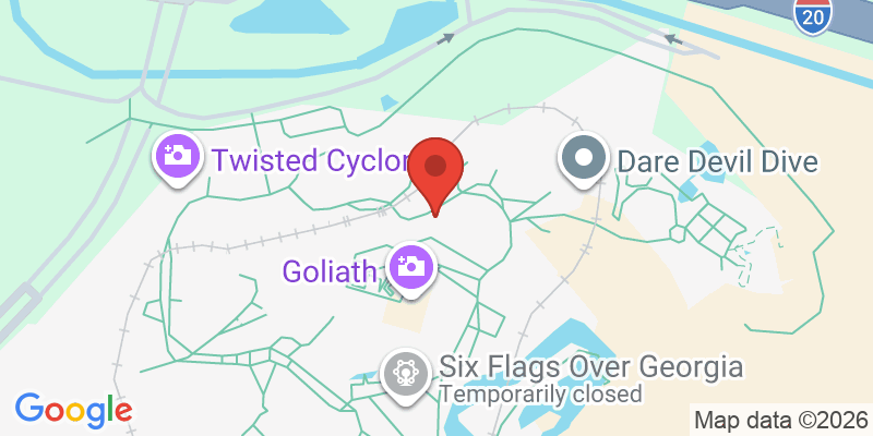 Mapa de la ubicación de Six Flags Over Georgia