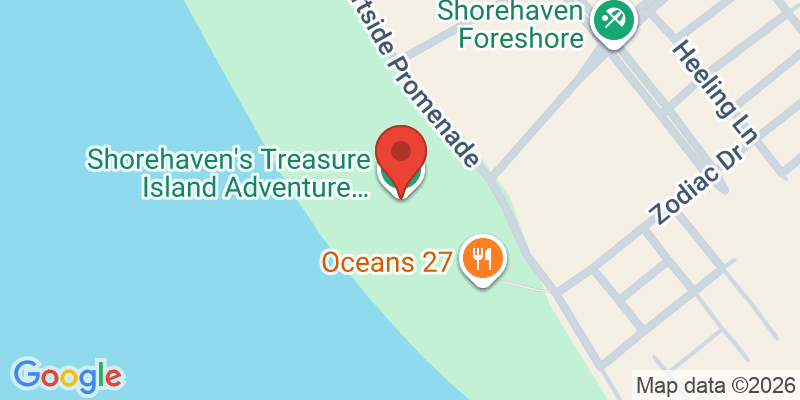 Mapa de la ubicación de Shorehaven’s Treasure Island Adventure Playground