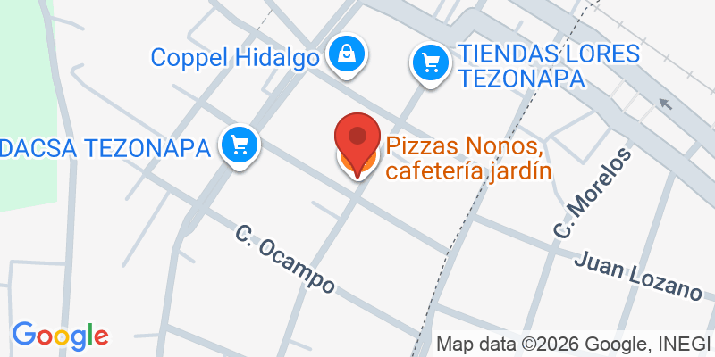 Mapa de la ubicación de Pizzas Nonos, cafetería jardín