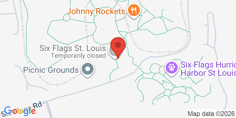 Mapa de la ubicación de Six Flags St. Louis
