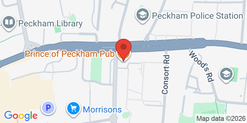 Mapa de la ubicación de Prince of Peckham Pub