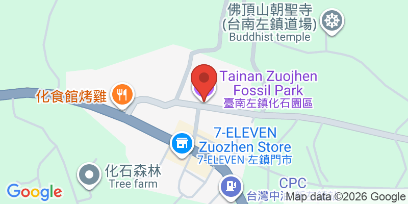Mapa de la ubicación de Tainan Zuojhen Fossil Park