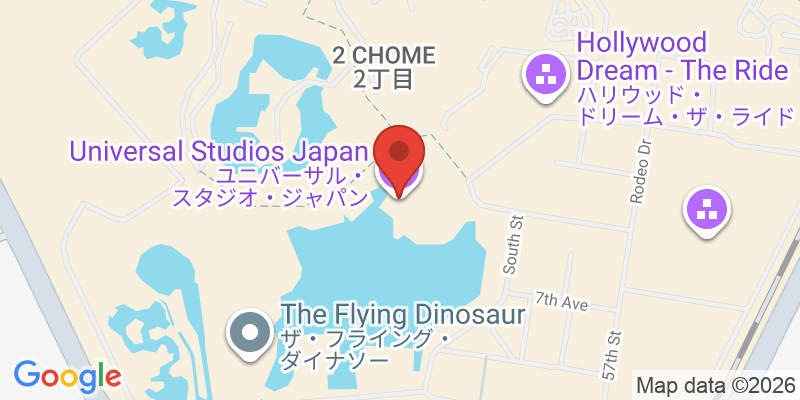 Mapa de la ubicación de Universal Studios Japan