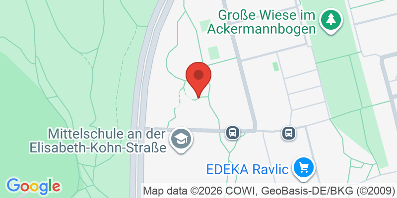 Mapa de la ubicación de Spielplatz "Am Ackermannbogen, Elisabeth-Kohn-Straße"
