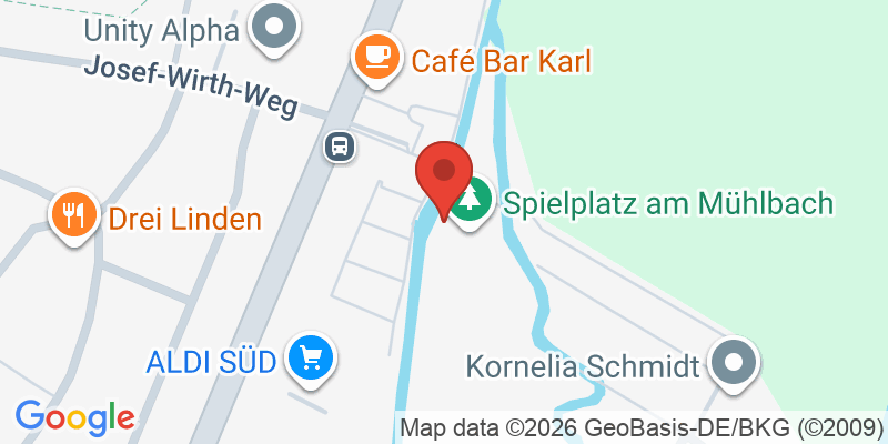 Mapa de la ubicación de Spielplatz "Josef-Wirth-Weg, Insel Garchinger Mühlbach"