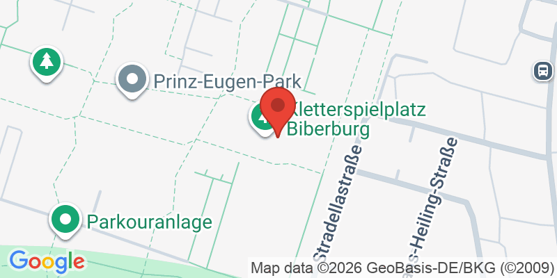 Mapa de la ubicación de Spielplatz "Prinz-Eugen-Park, westlich der Stradellastraße, Biberburg"