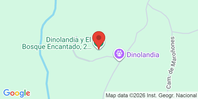 Mapa de la ubicación de Dinolandia y El Bosque Encantado, 2 parques en 1